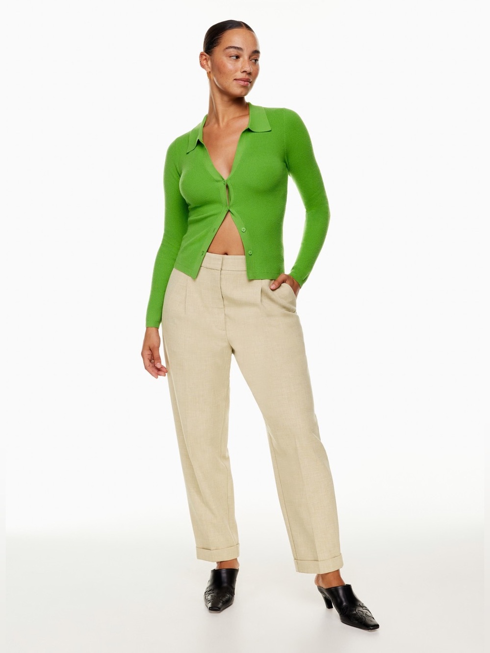 Aritzia Wilfred Dashwood Trouser Pant in Heather Oat Beige LIKE NEW! size 2